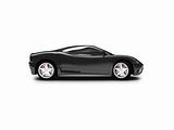 isolated black super car side view