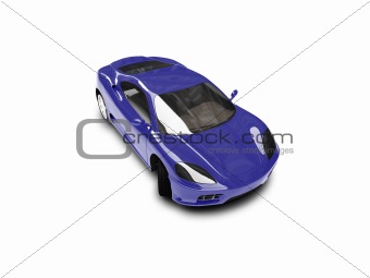 isolated blue super car front view