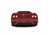 isolated red super car back view 02