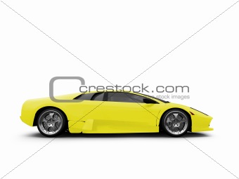 Ferrari isolated yellow side view