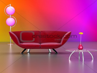 Modern red couch 