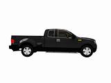 isolated black pick up truck side view