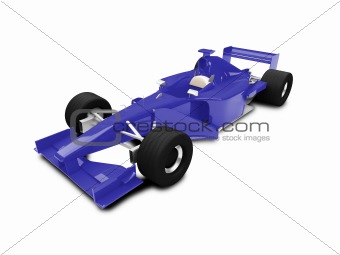 isolated blue speed car front view 