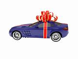 Gift isolated blue car side view