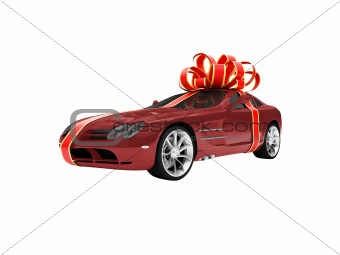 Gift isolated red car front view 01