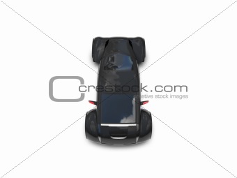 isolated black super car top view