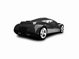 isolated black super car back view 01