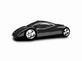 isolated black super car front view 02