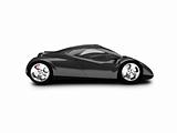 isolated black super car side view