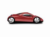 isolated red super car side view
