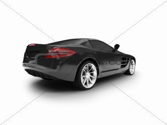 isolated black super car back view