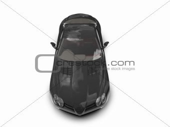 isolated black super car top view