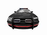 isolated black police car front view 02