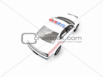 isolated police white car back view 01