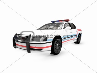 isolated police white car front view 01
