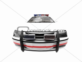 isolated police white car front view 02