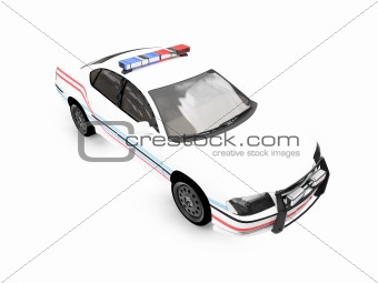 isolated police white car front view 03