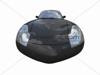 isolated black super car front view 04