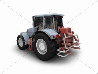 Tractor isolated heavy machine back view 01