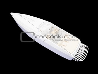 White Boat isolated back view