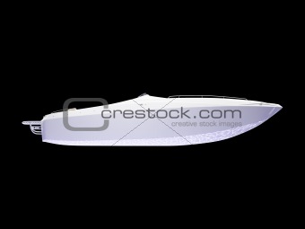 White Boat isolated side view