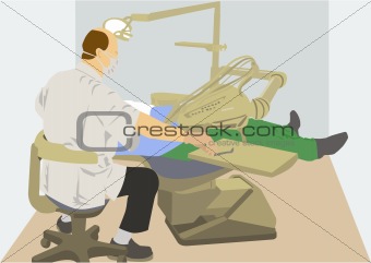 vector image of dentist at work