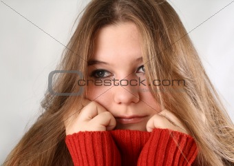 Portrait of a sad expression young woman