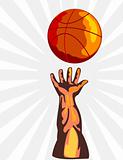 Basketball player's hand reaching for ball