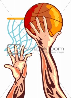 Basketball player dunking the ball