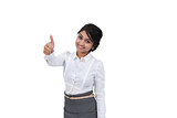Attractive Asian businesswoman showing a thumbs up