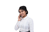 Asian businesswoman talking on cell phone
