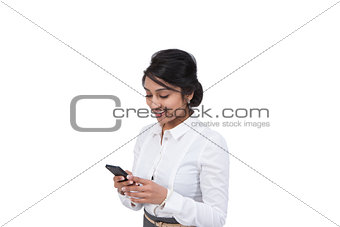 Asian businesswoman text messaging