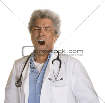 Yawning Mature Doctor