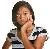 Pensive Teen in Striped Shirt