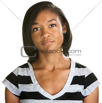 Serious Teenager in Striped Shirt