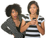 Shocked Mother and Texting Teenager