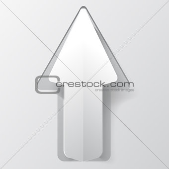 White paper arrow with shadow. Background for your business presentation.