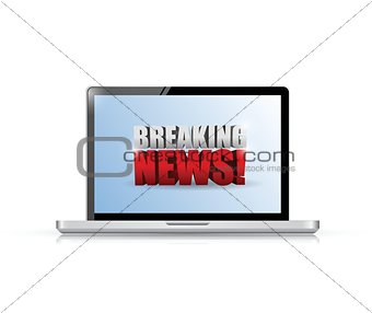 breaking news sign on a laptop. illustration