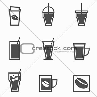 Coffee drinks icons collection on white background