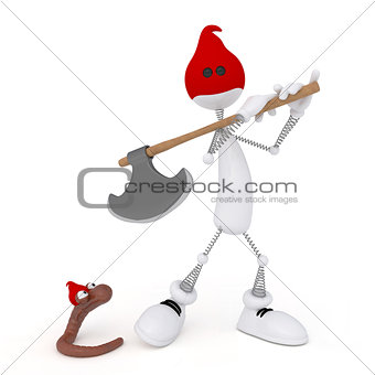 The 3D little man with an axe.
