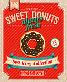 Vintage Donuts Poster. Vector illustration.