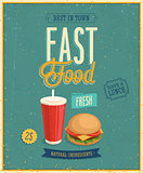 Vintage Fast Food Poster. Vector illustration.