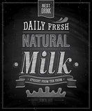 Vintage Milk poster - Chalkboard. Vector illustration.