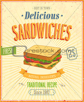 Vintage Sandwiches Poster.