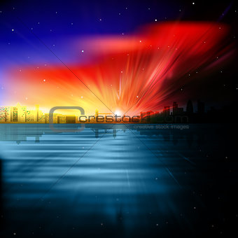 abstract background with silhouette of London