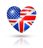 Love USA and UK, heart flag icon
