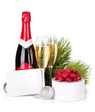 Champagne and christmas gifts