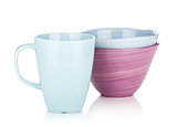 Colorful bowls and cup