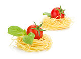 Cherry tomatoes, basil and pasta