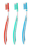 Three tooth brushes